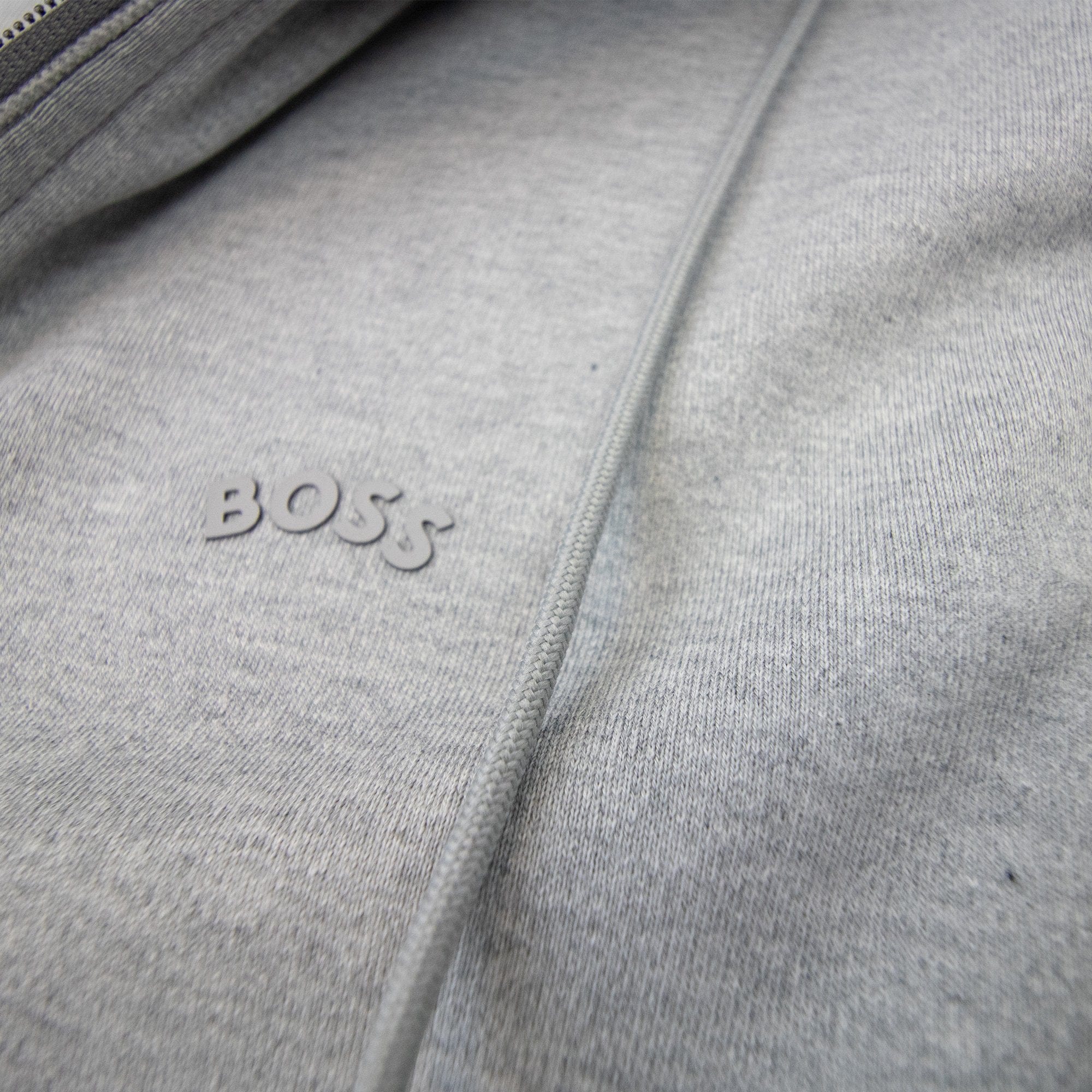Hugo Boss Saggy Curved Logo Zip Up Hoody Gray 059