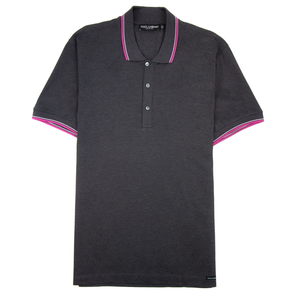 Dolce & Gabbana Twin Tipped Short Sleeve Polo Dark Grey