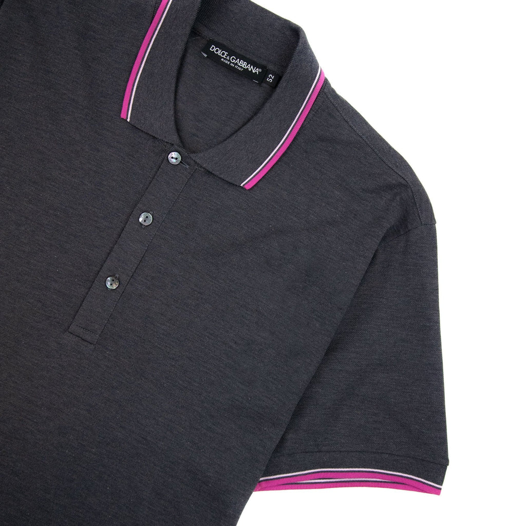 Dolce & Gabbana Twin Tipped Short Sleeve Polo Dark Grey