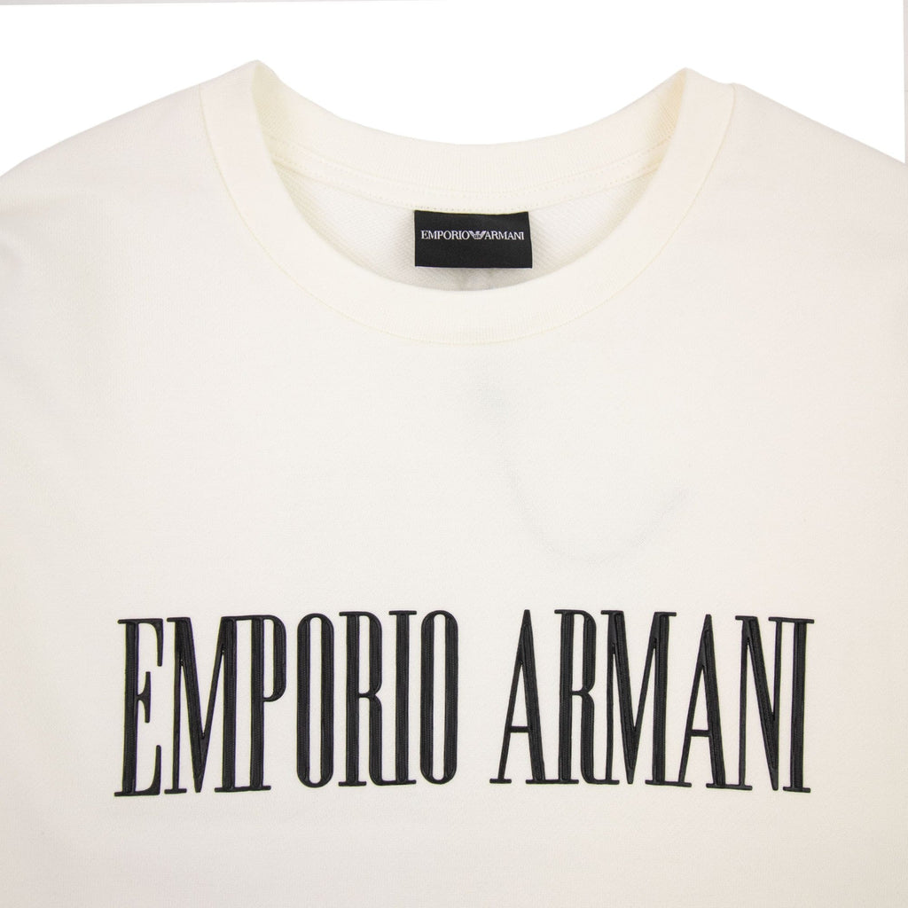 Emporio Armani Text-print Cotton-blend Sweatshirt White