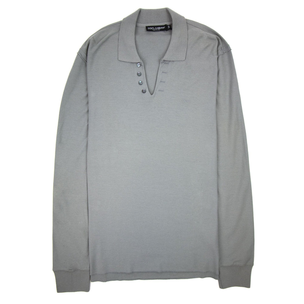 Dolce &amp; Gabbana Open Neck Polo Shirt Grey
