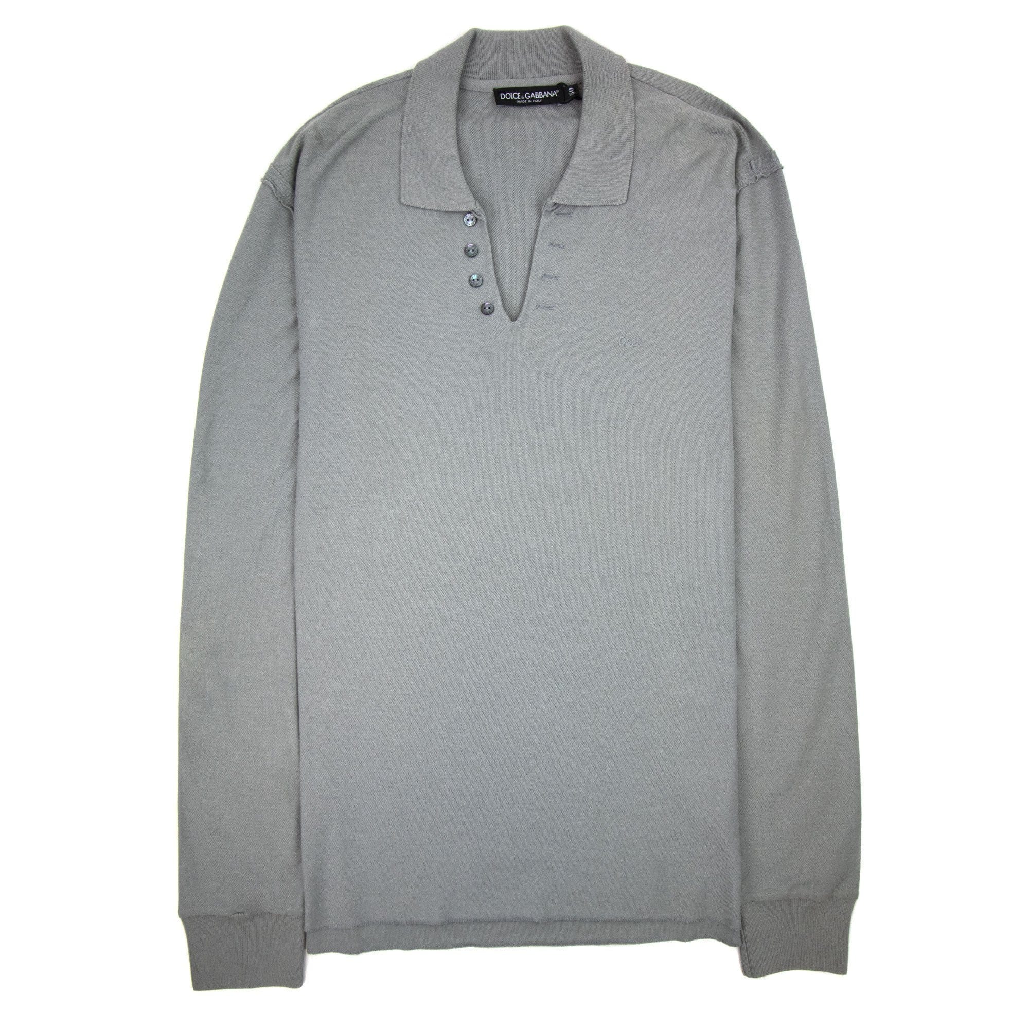 Dolce &amp; Gabbana Open Neck Polo Shirt Grey