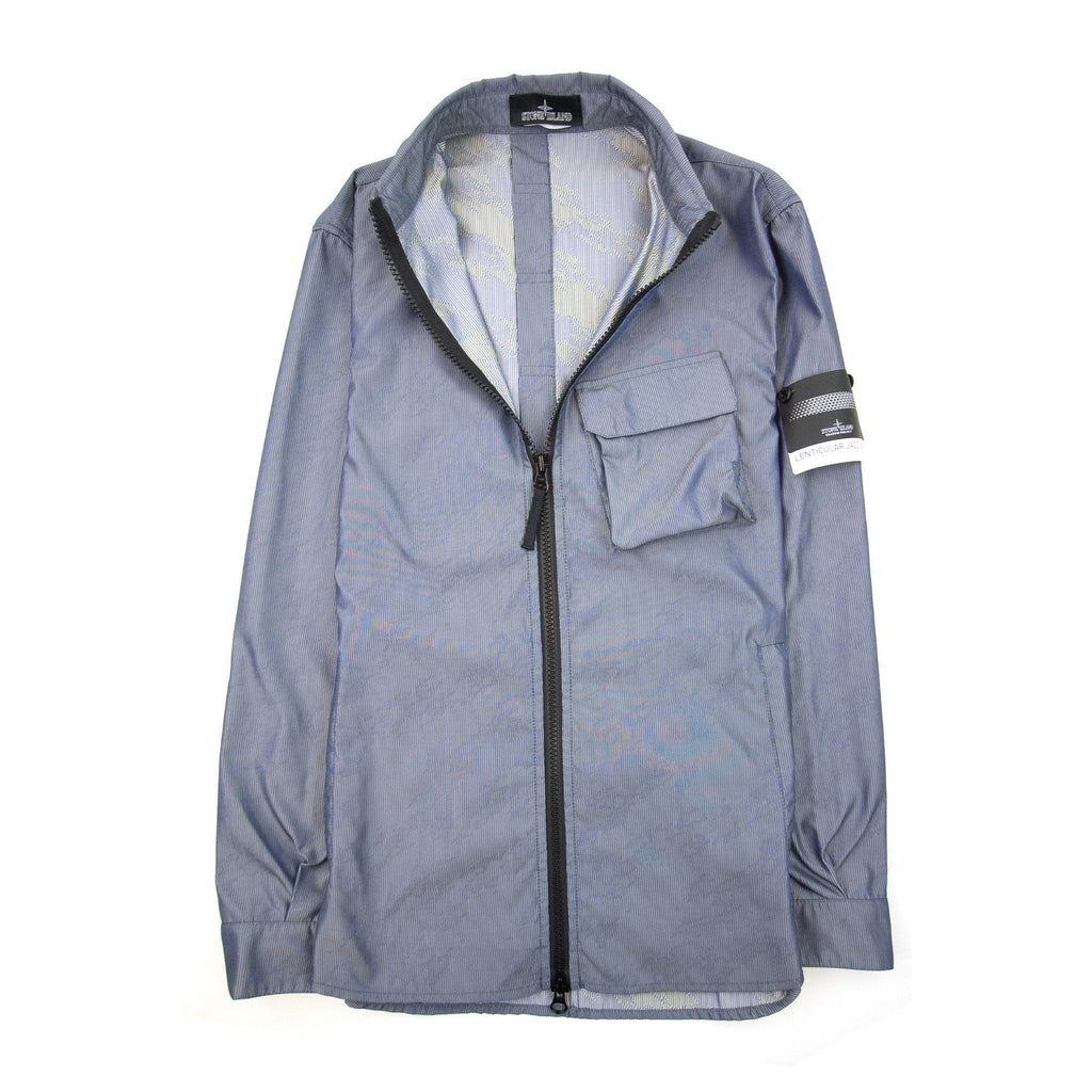 Stone Island Shadow Project Lenticular Zip-up Overshirt Jacket Blue V0022