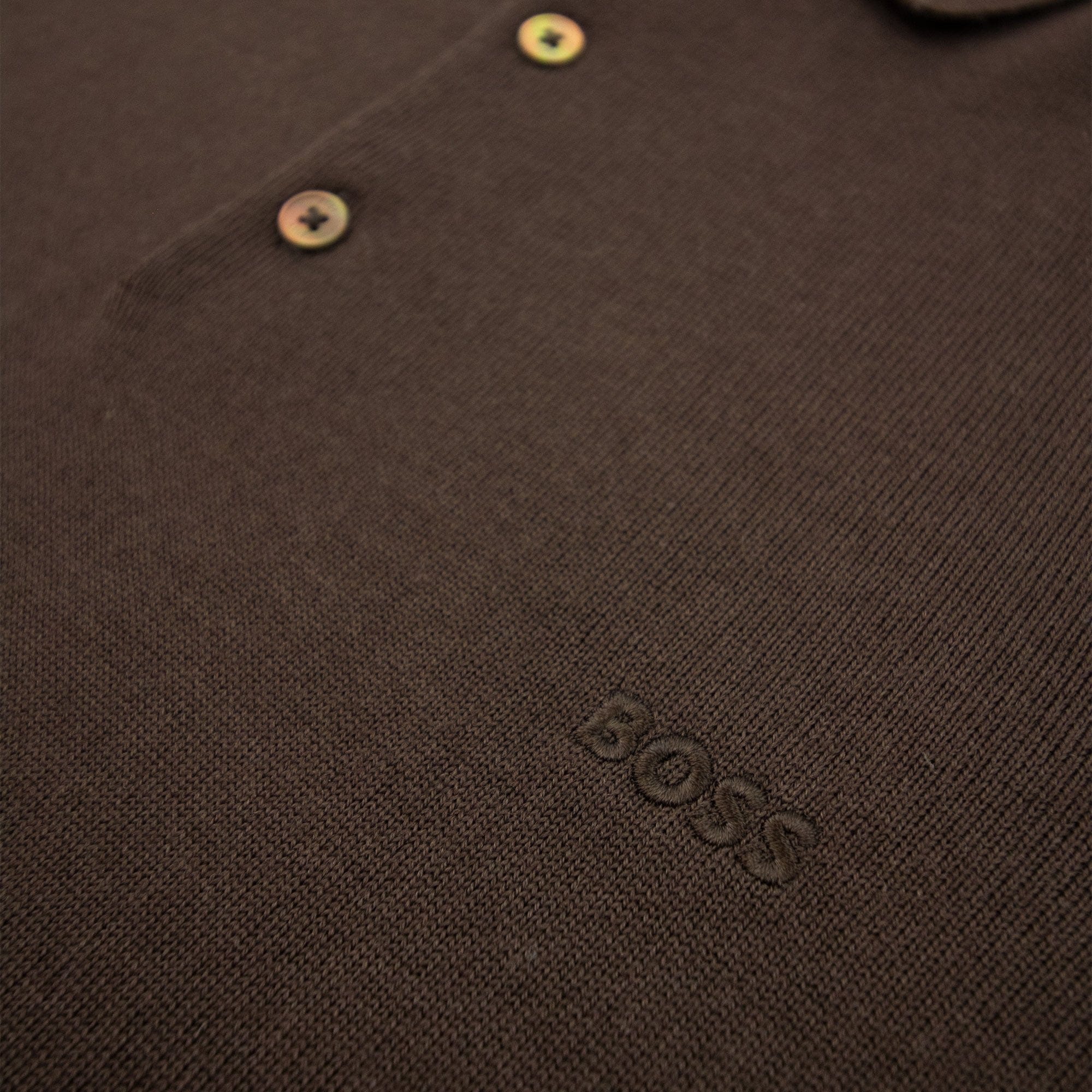 Hugo Boss Bono-l Embroidered Logo Knitted Polo Brown 210