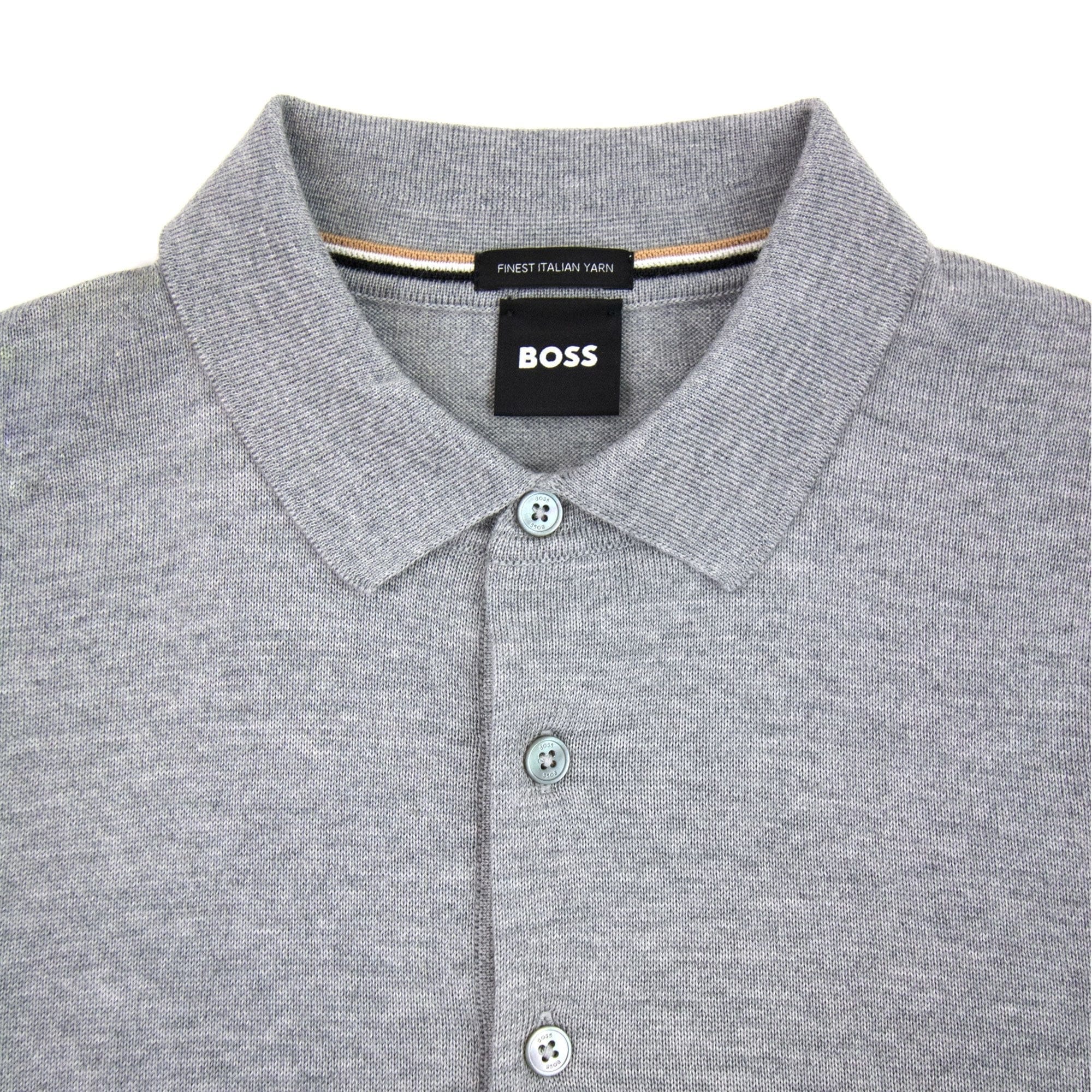 Hugo Boss Bono-l Embroidered Logo Knitted Polo Grey 041