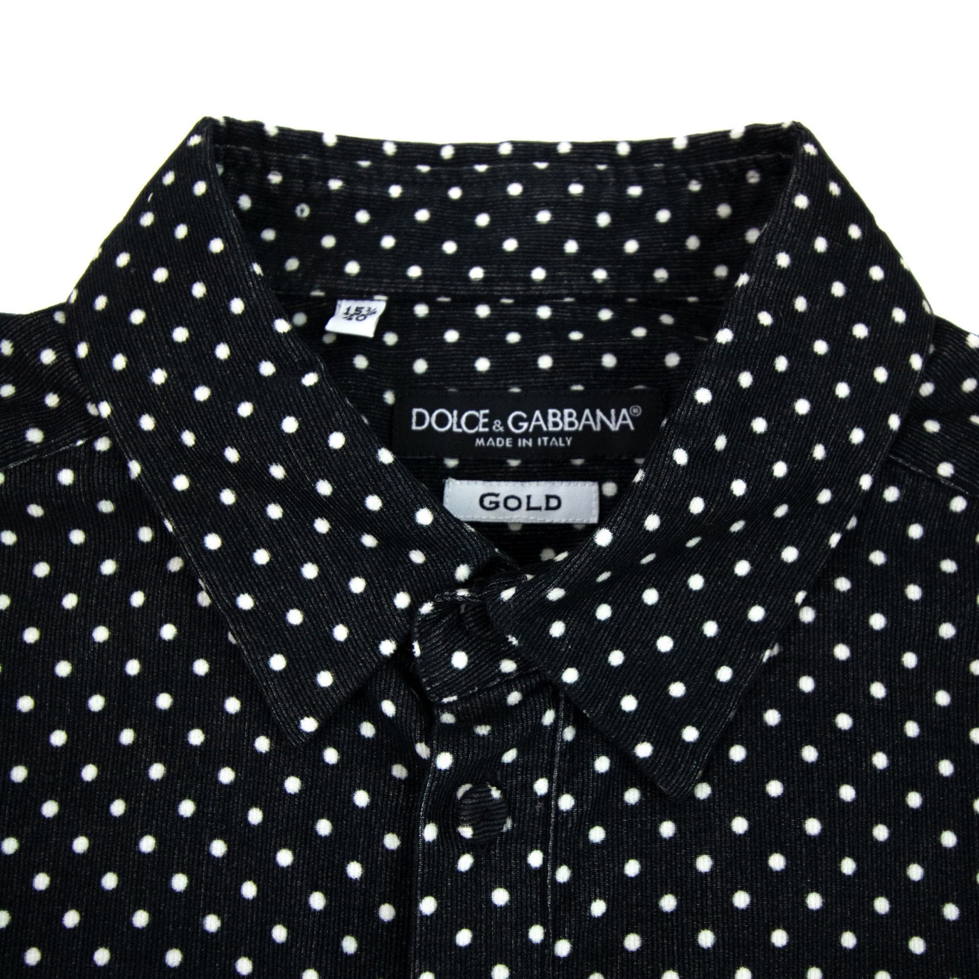 Dolce &amp; Gabbana Polka Dots Gold L/s Cotton Shirt Black/white