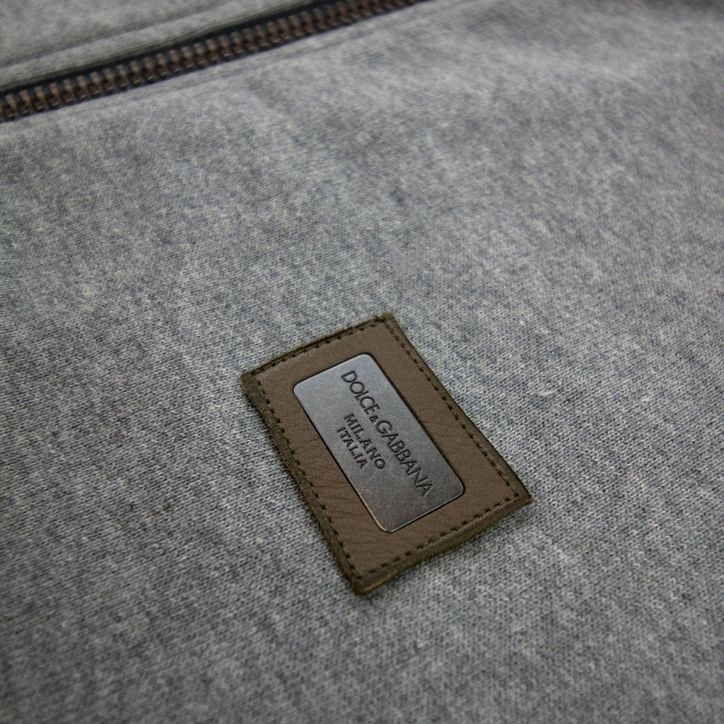 Dolce &amp; Gabbana Metal Logo Zip Up Funnel Neck Grey