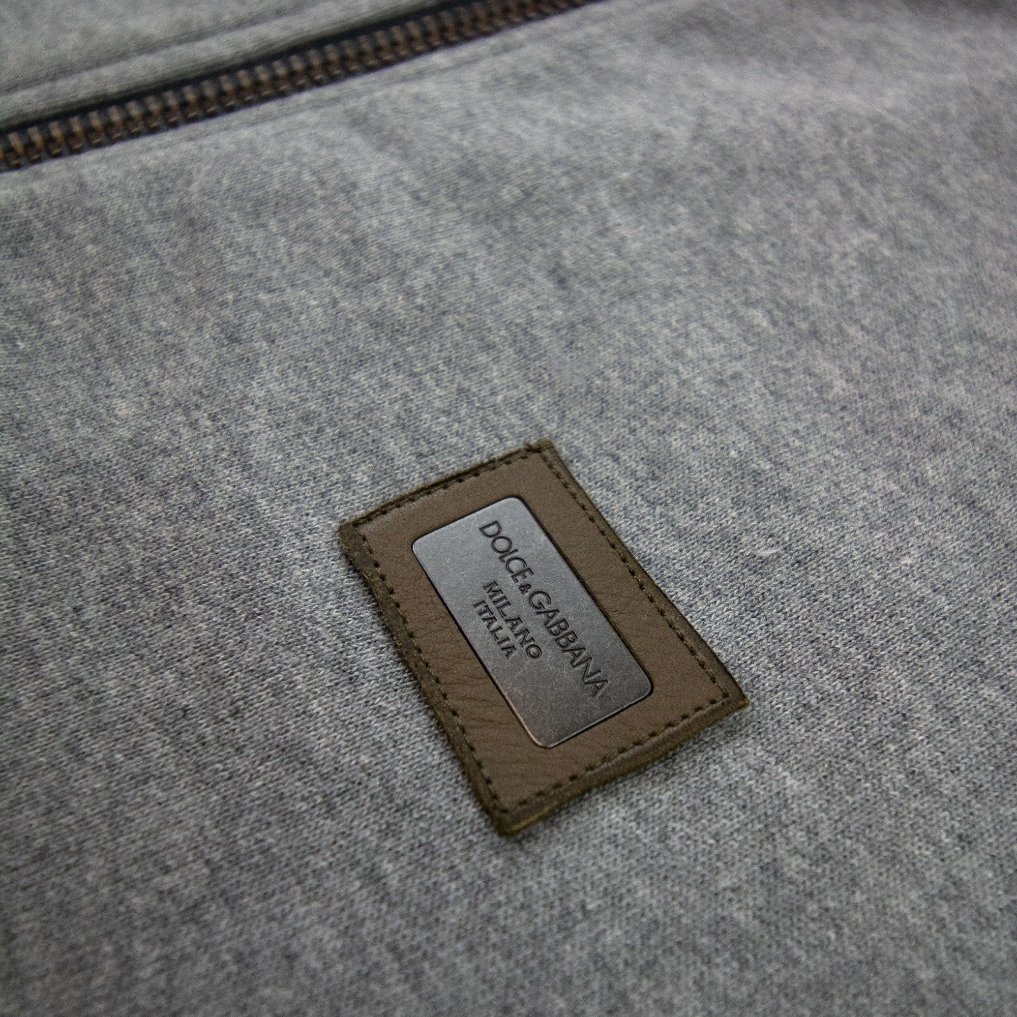 Dolce &amp; Gabbana Metal Logo Zip Up Funnel Neck Grey