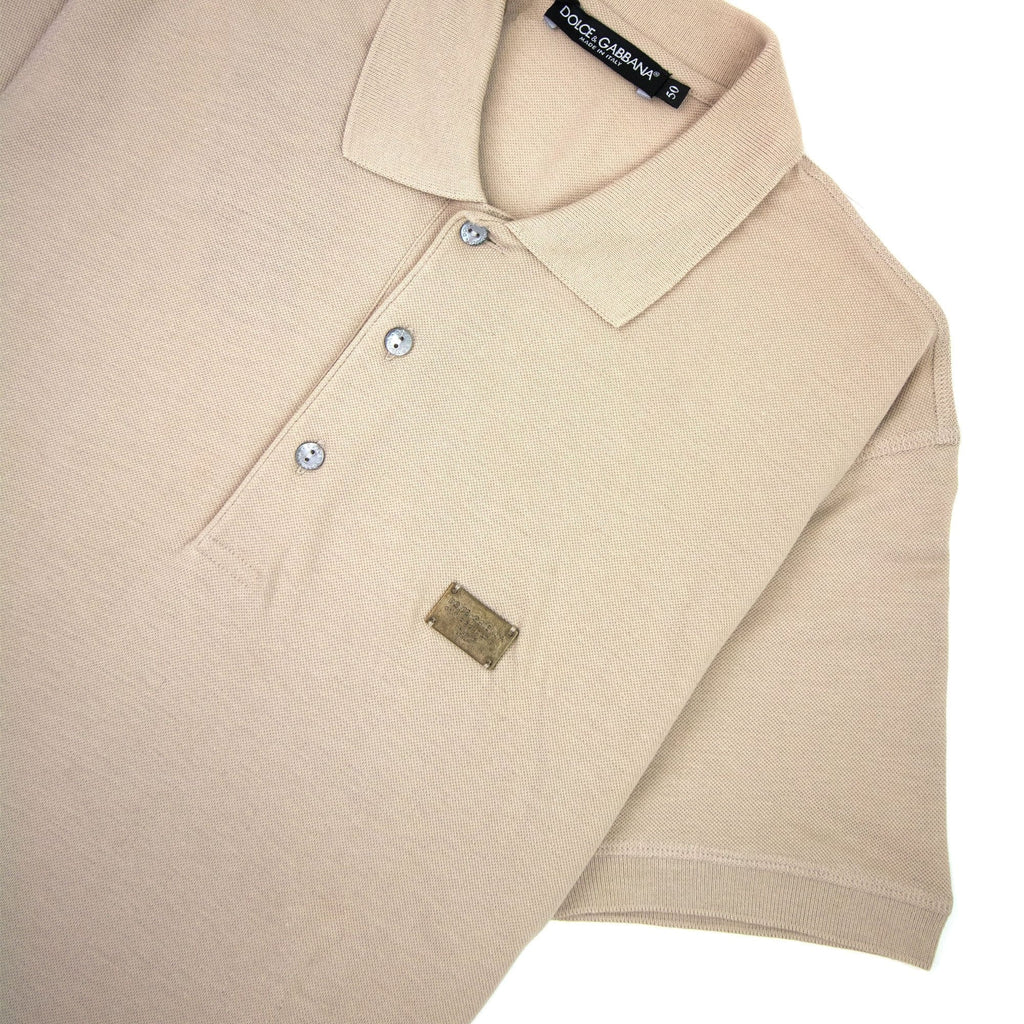 Dolce &amp; Gabbana Metal Logo Short Sleeve Polo Camel