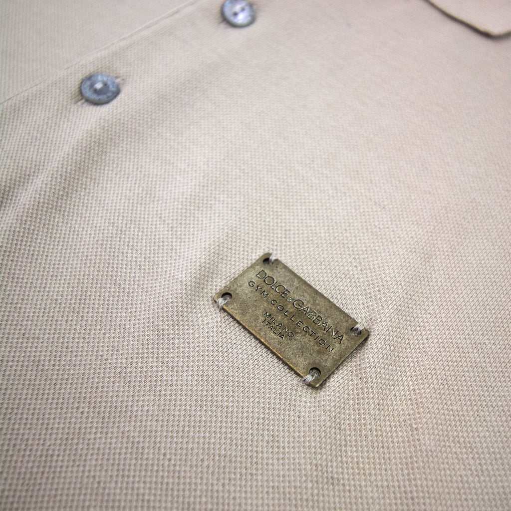 Dolce &amp; Gabbana Metal Logo Short Sleeve Polo Camel