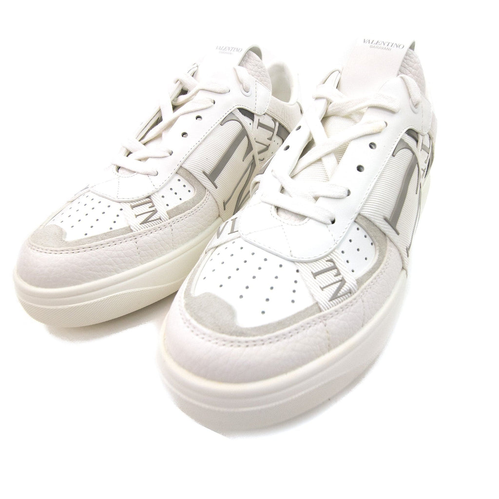 Valentino Vl7n Logo Embellished Leather Trainers Bianco/grey 22e