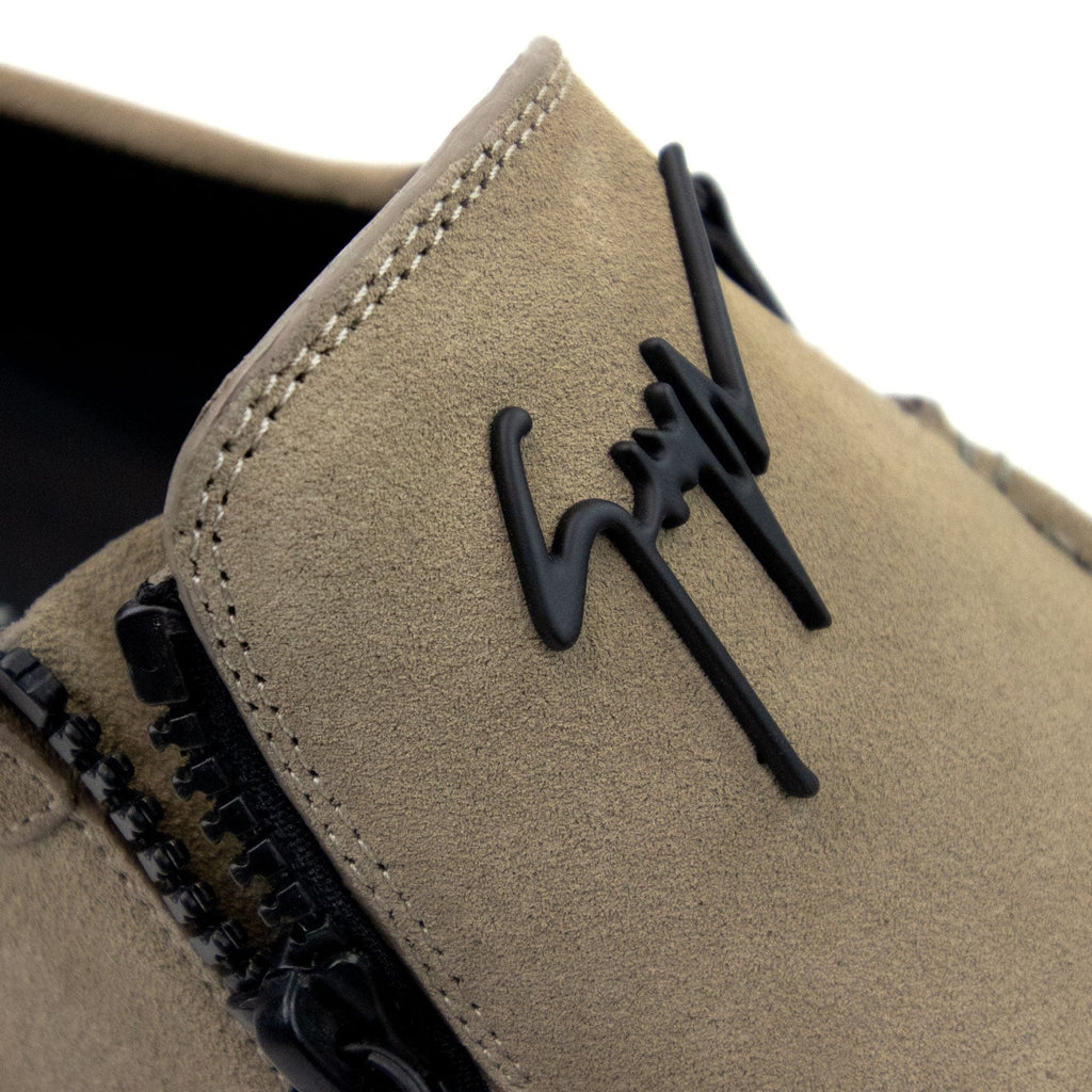 Giuseppe Zanotti Kent Signature Suede Loafers Camel
