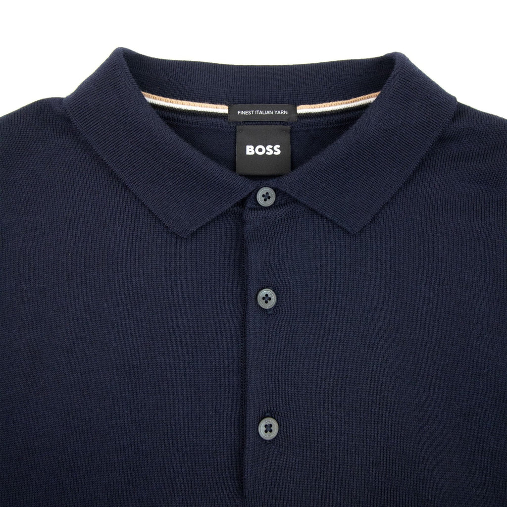 Hugo Boss Bono-l Embroidered Logo Knitted Polo Dark Navy 404