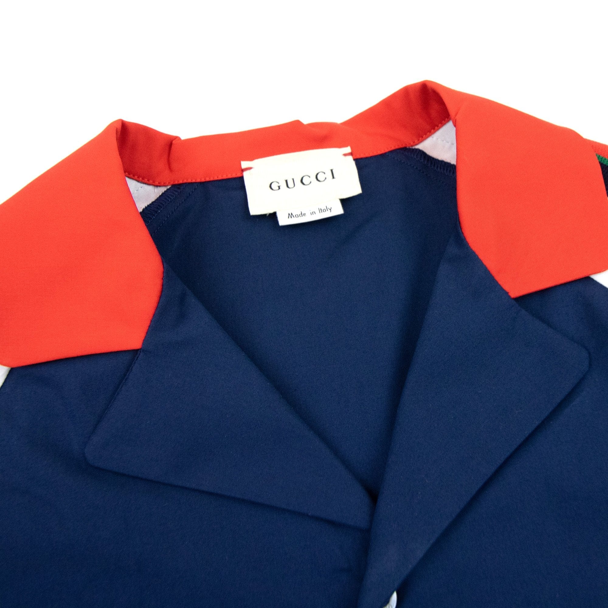 Gucci Junior Embroidered Logo S/s Shirt Navy Blue