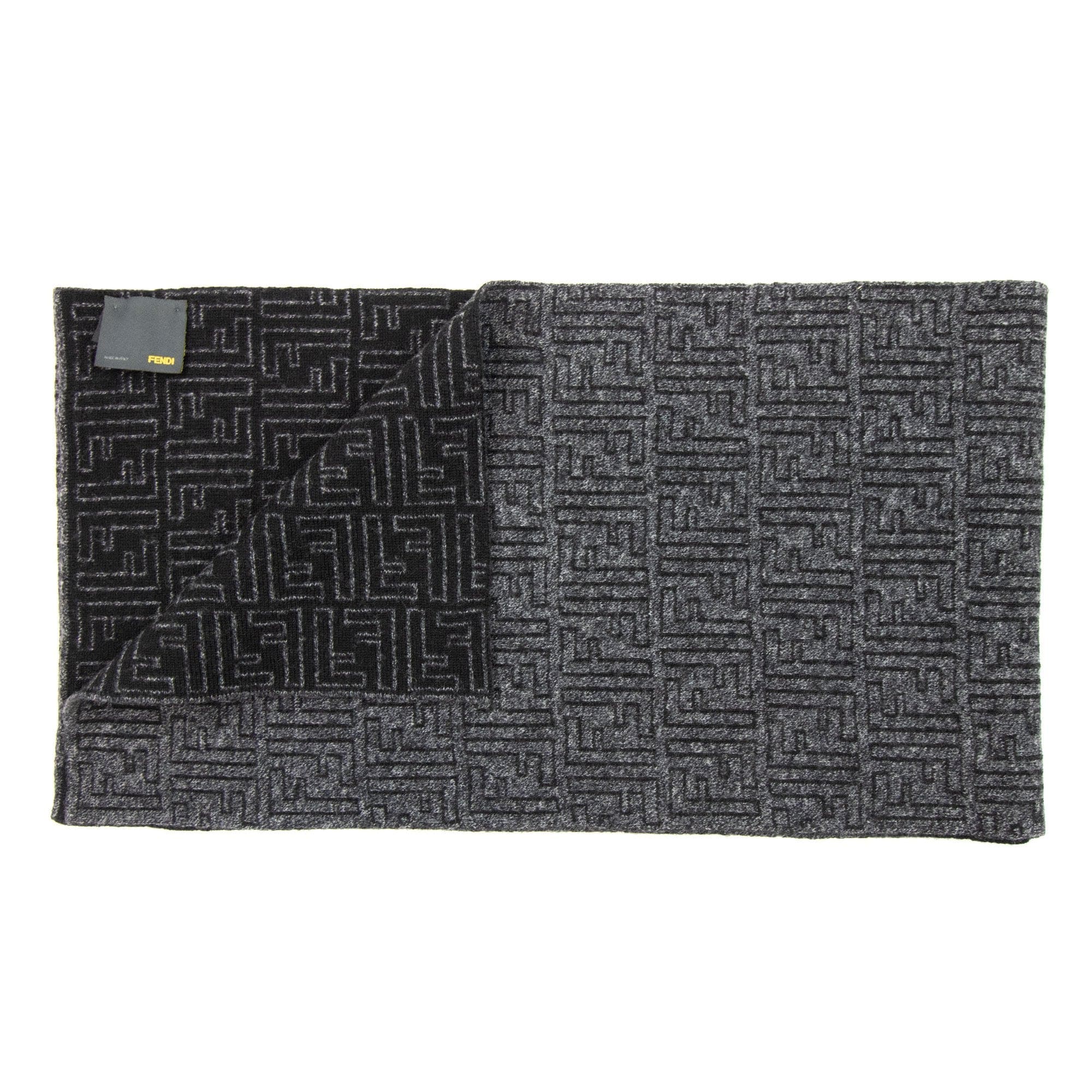 Fendi Ff Logo Zucca Fil Scarf Black/dark Grey