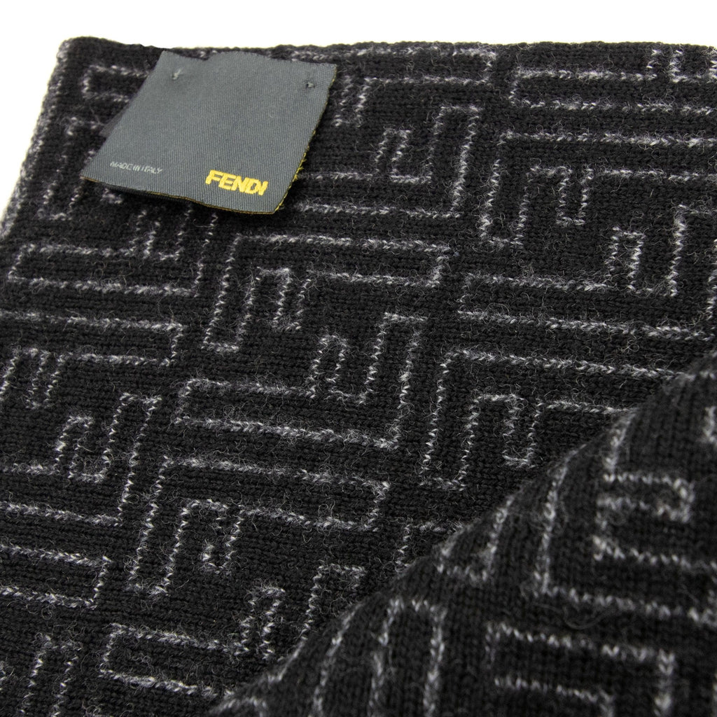 Fendi Ff Logo Zucca Fil Scarf Black/dark Grey