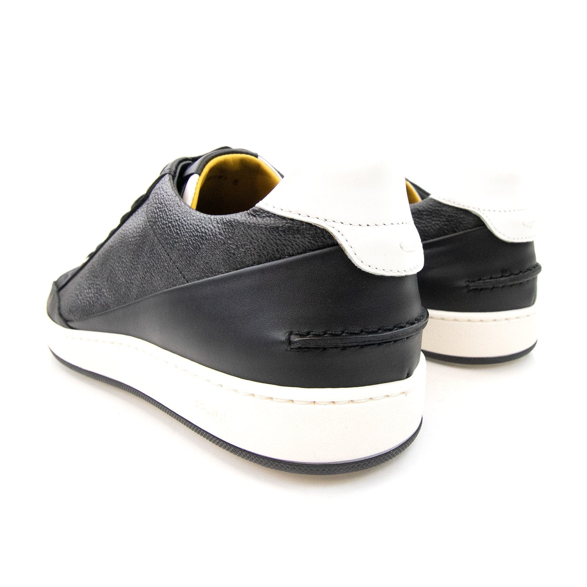 Fendi Ff Logo Leather Trainers Black/white