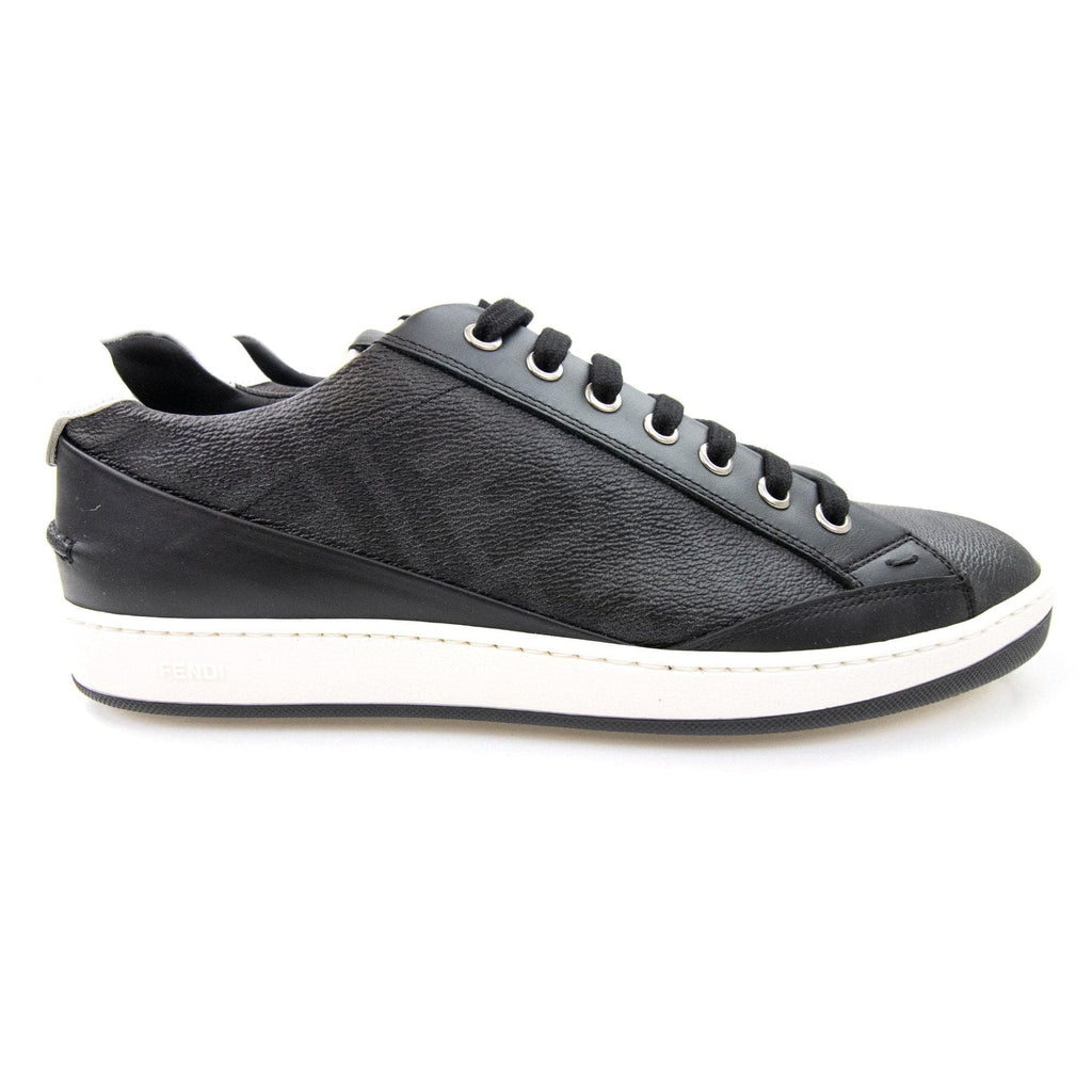 Fendi Ff Logo Leather Trainers Black/white