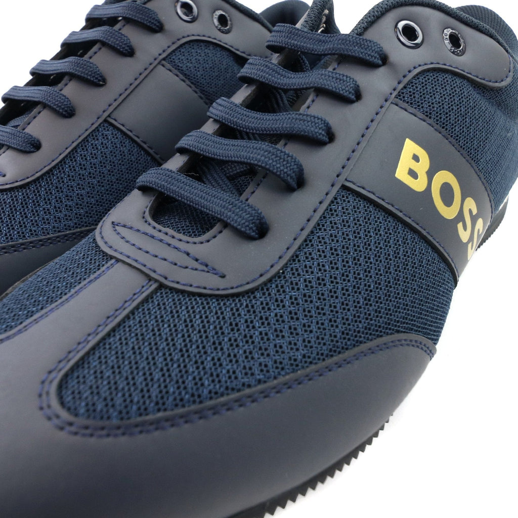 Hugo Boss Rusham Rubberised Panels Mesh Trainers Dark Blue