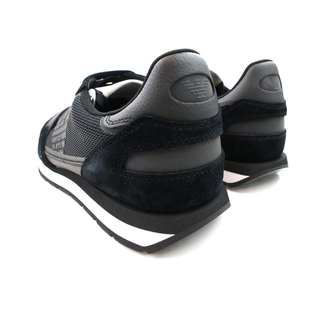Emporio Armani Suede Sneakers With Contrasting Inserts And Oversi Black/black