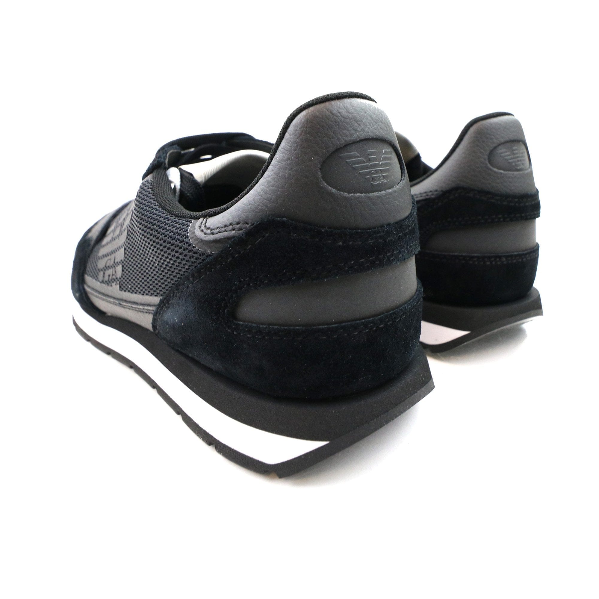 Emporio Armani Suede Sneakers With Contrasting Inserts And Oversi Black/black