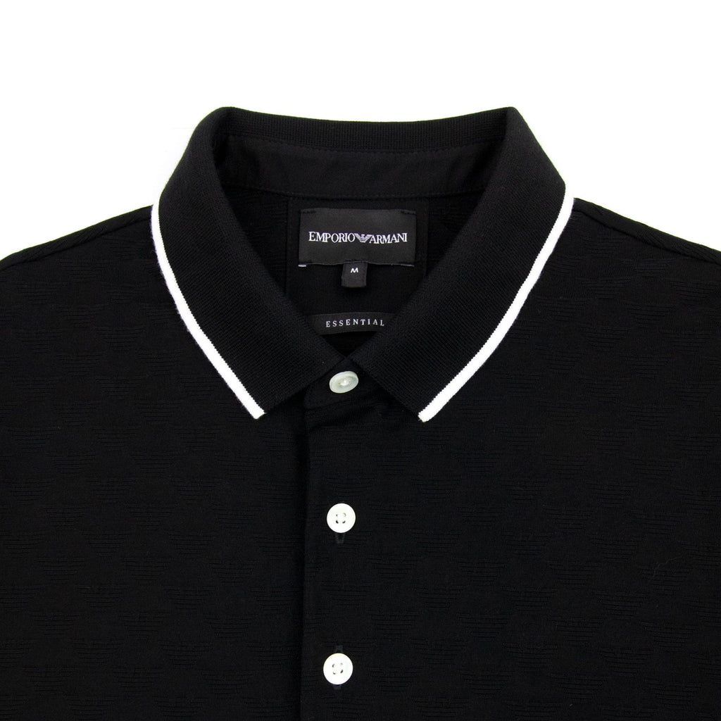 Emporio Armani All Over Jacquard Eagle Logo Polo Black 999