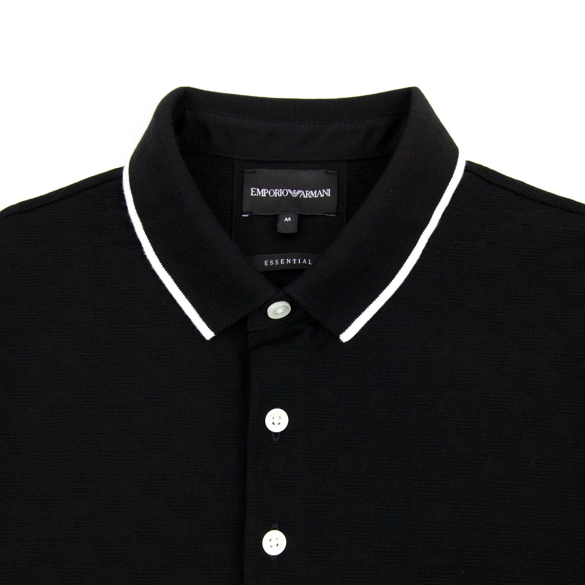 Emporio Armani All Over Jacquard Eagle Logo Polo Black 999