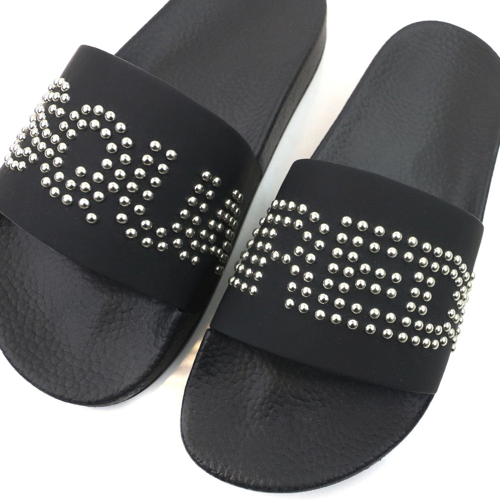 Dsquared2 Dsq2 Stude Logo Leather Sliders Black