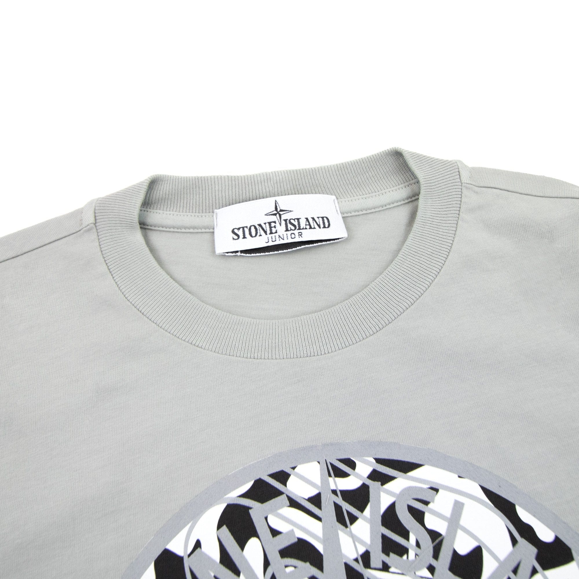 Stone Island Junior 21071 Camo Reflective Logo T Shirt Grey V0064
