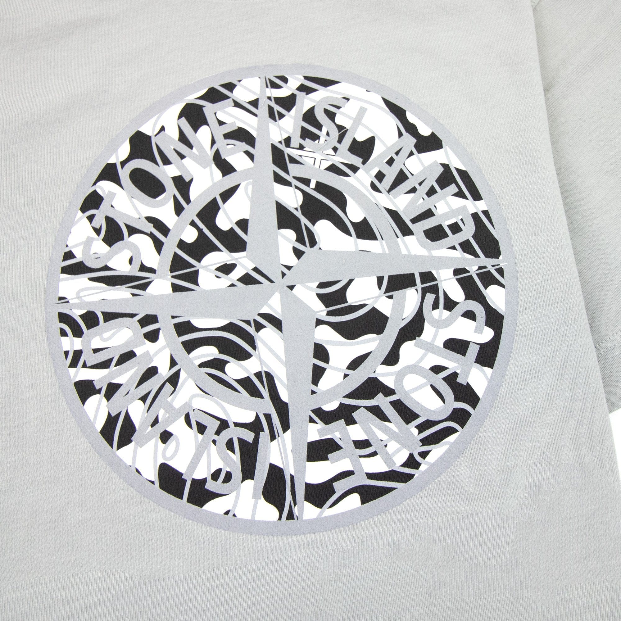 Stone Island Junior 21071 Camo Reflective Logo T Shirt Grey V0064