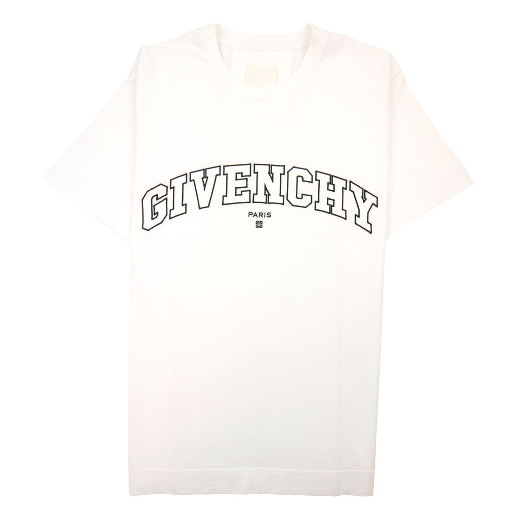 Givenchy T-shirt In Givenchy College Embroidered Jersey White
