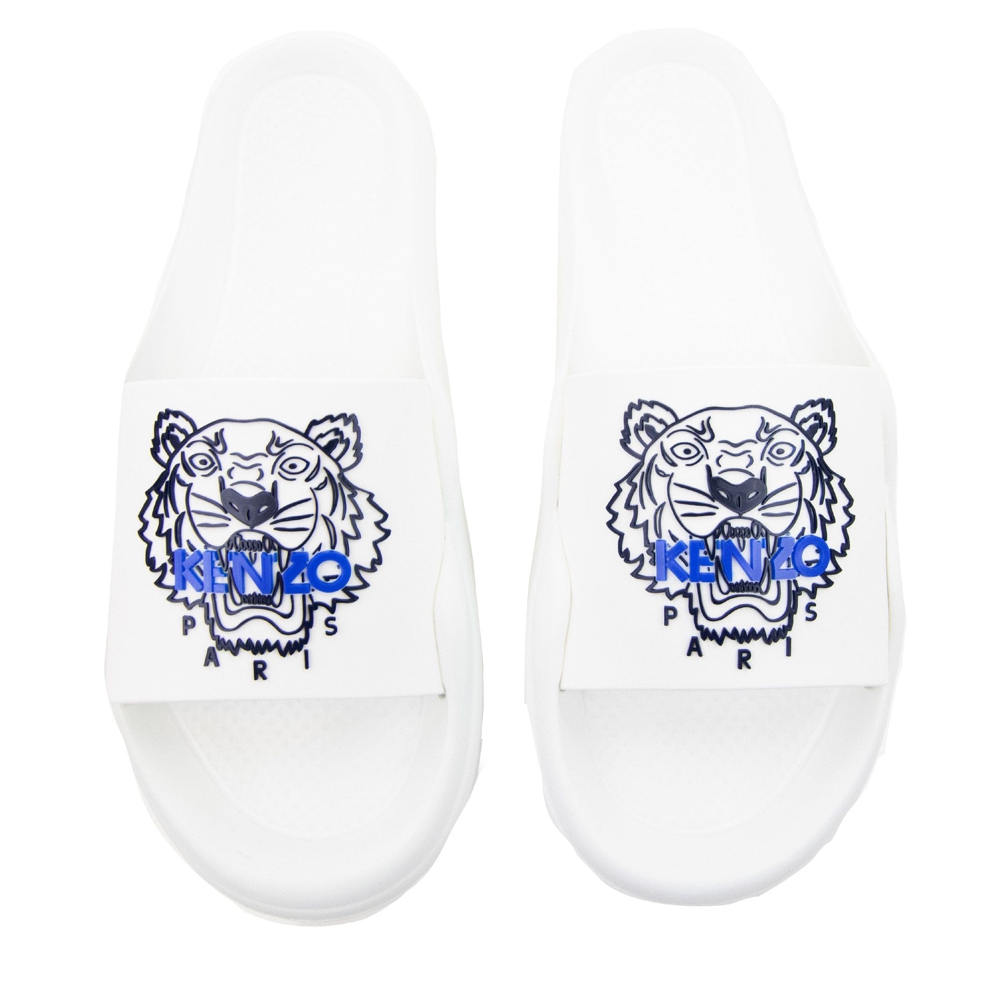 Kenzo Tiger Logo Pool Sliders White