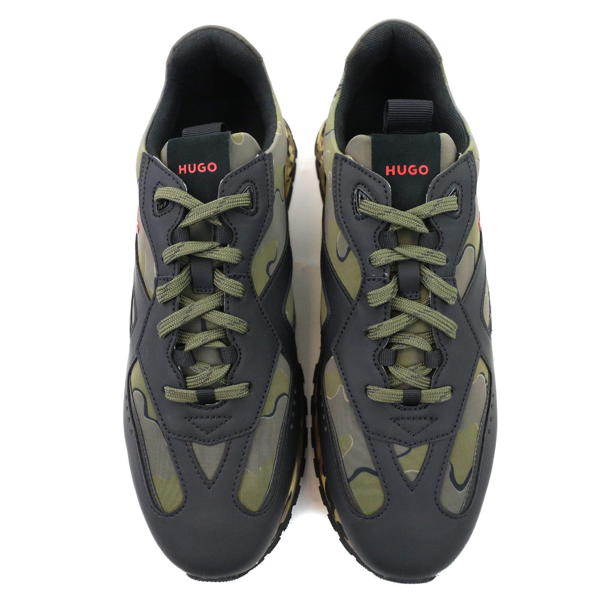 Hugo Camouflage Print Trainers Open Green