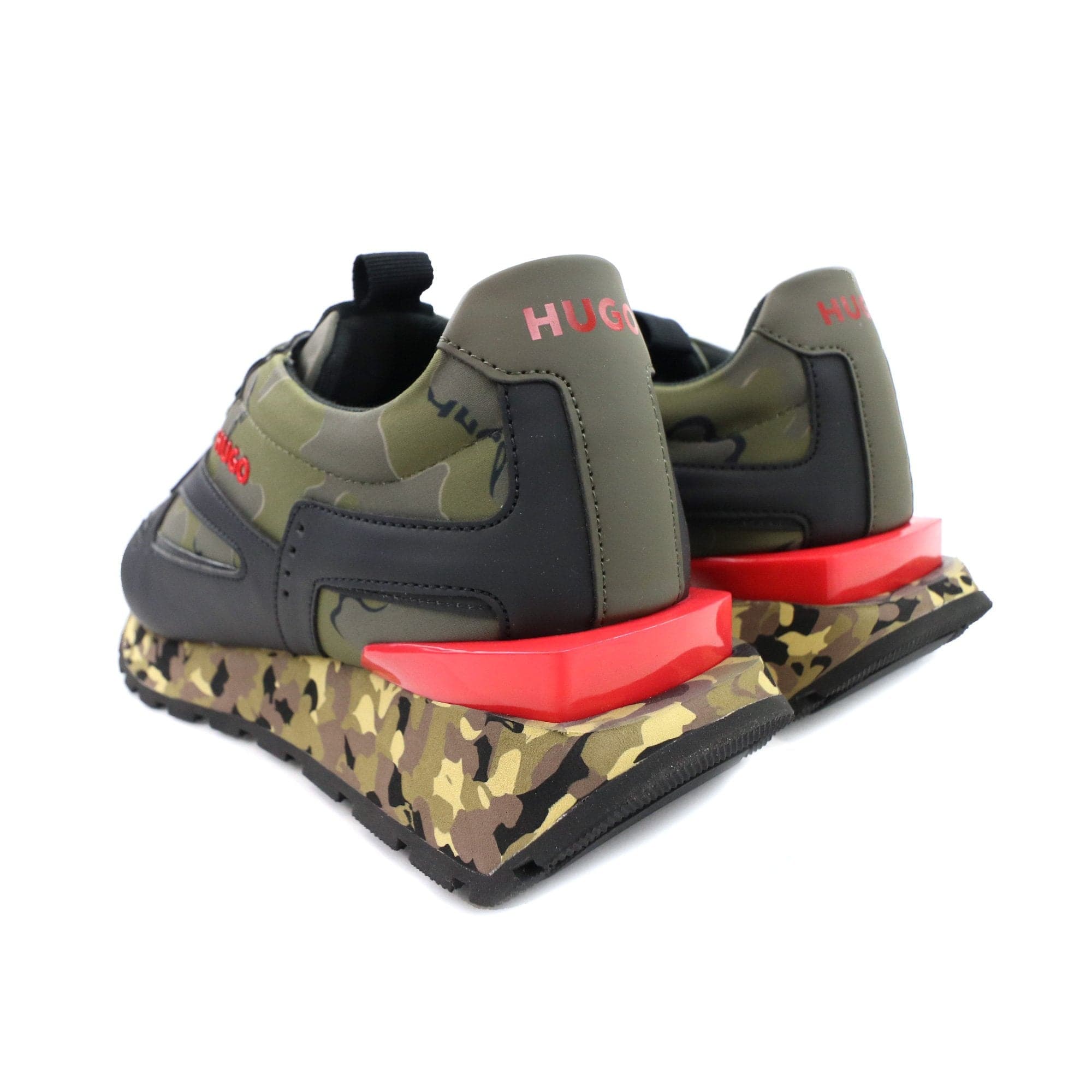 Hugo Camouflage Print Trainers Open Green