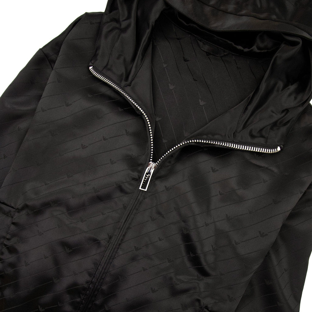 Emporio Armani Jacquard Nylon Hooded Blouson With All-over Eagle Black