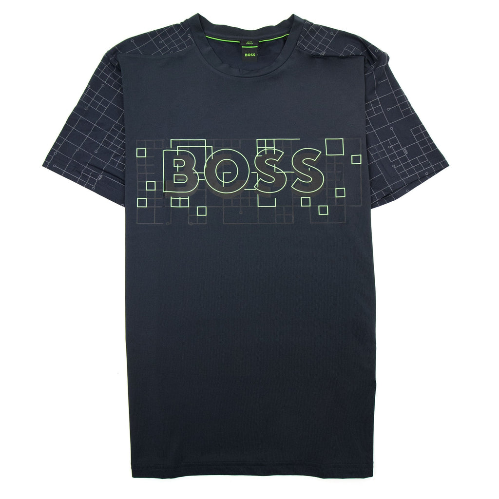 Hugo Boss Tee Active Glow Effect Logo T Shirt Navy 402