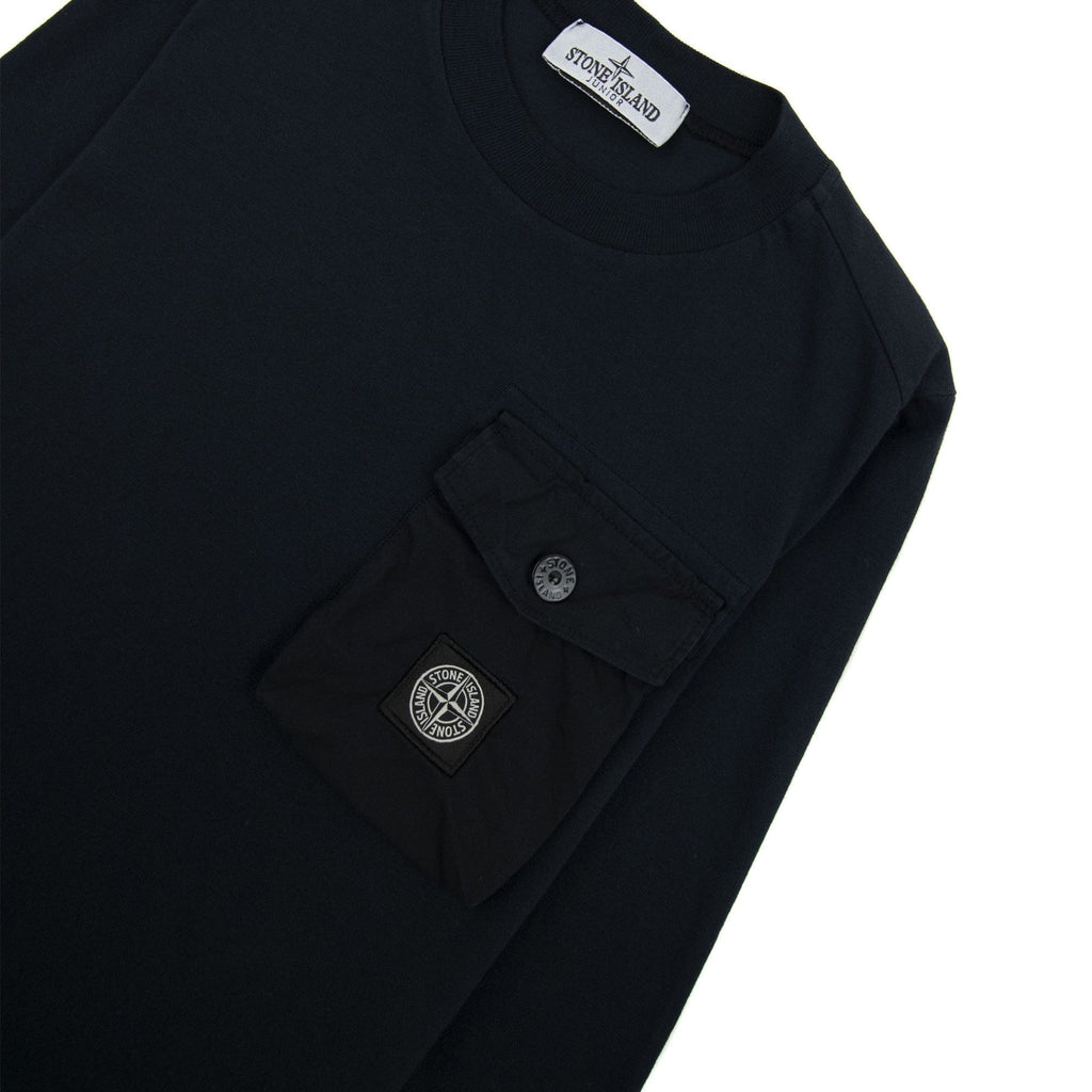 Stone Island Junior 20347 Pocket Logo Long Sleeve T Shirt Navy V0020