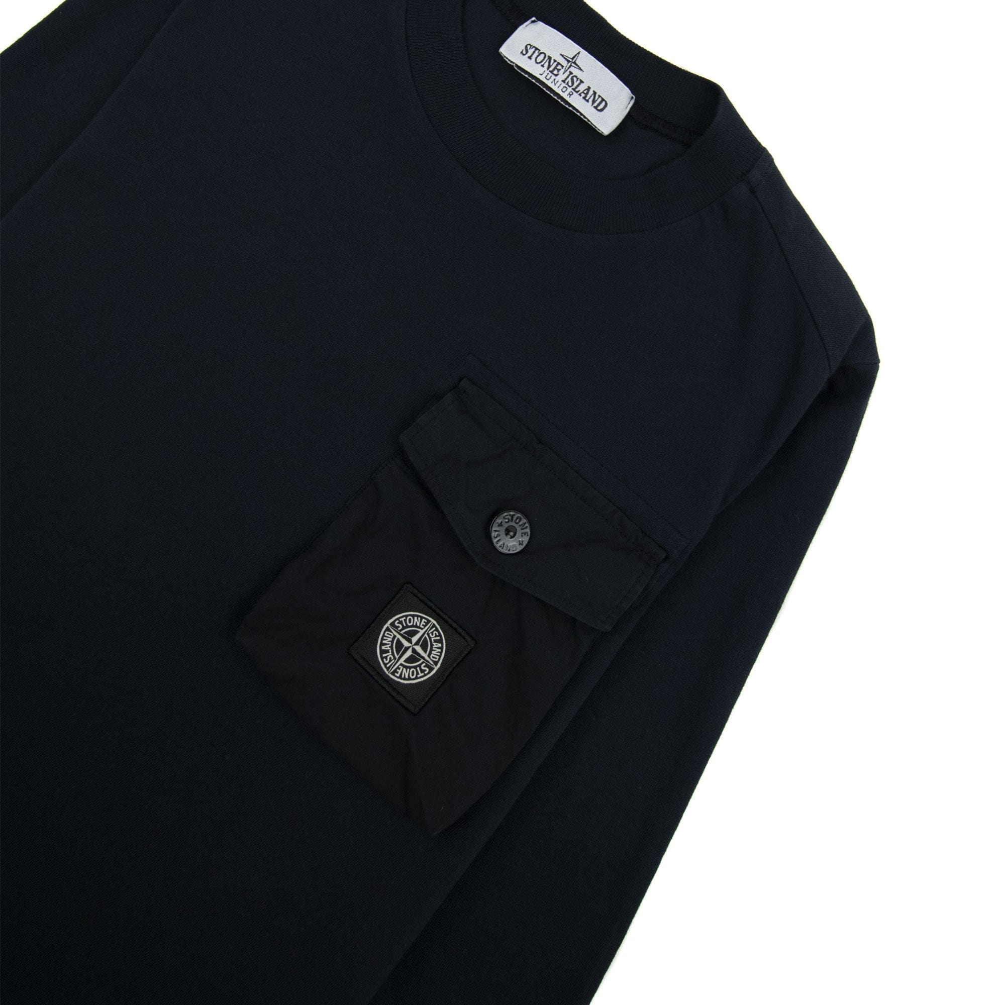 Stone Island Junior 20347 Pocket Logo Long Sleeve T Shirt Navy V0020