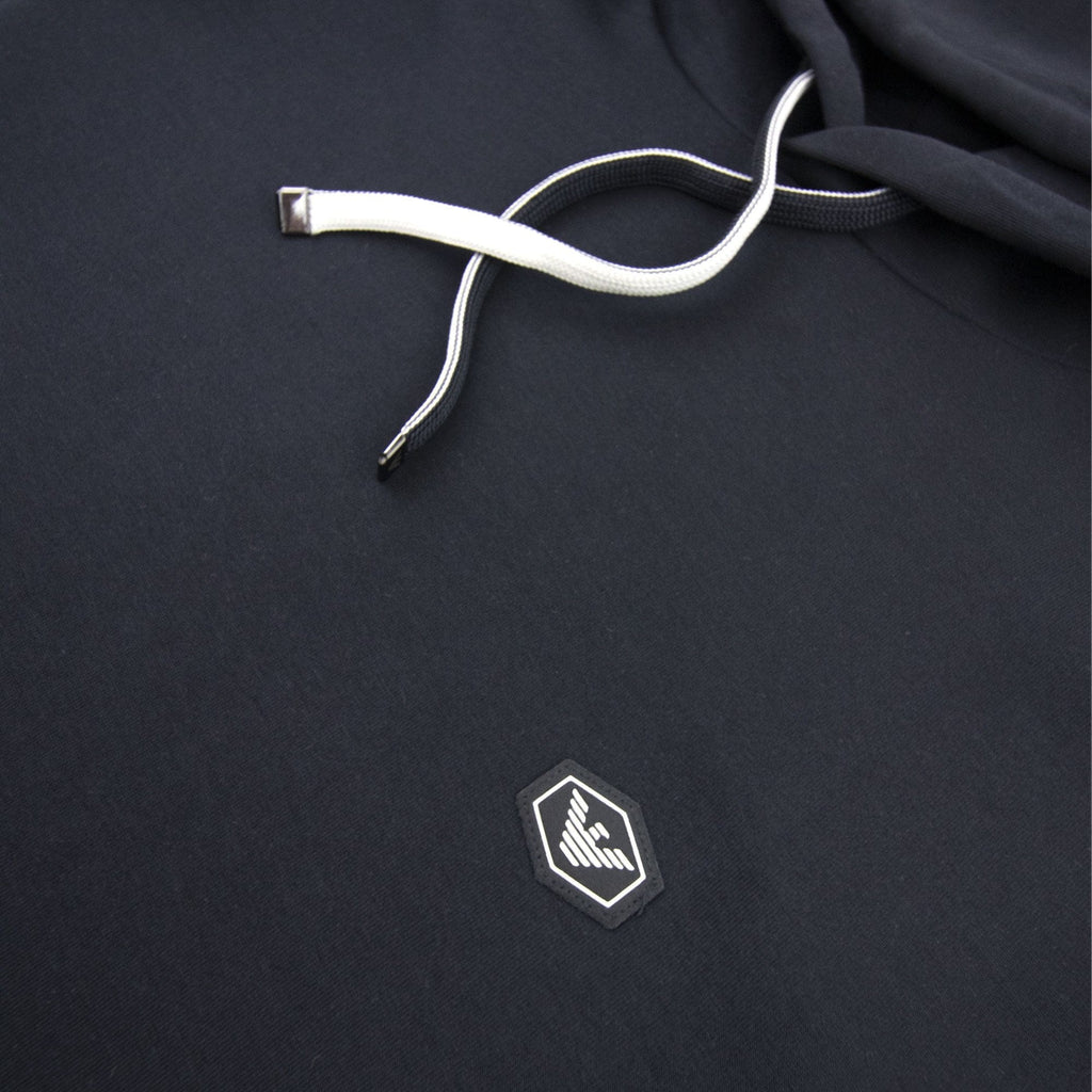 Emporio Armani Hooded Sweatshirt With Micro Logo Patch Navy