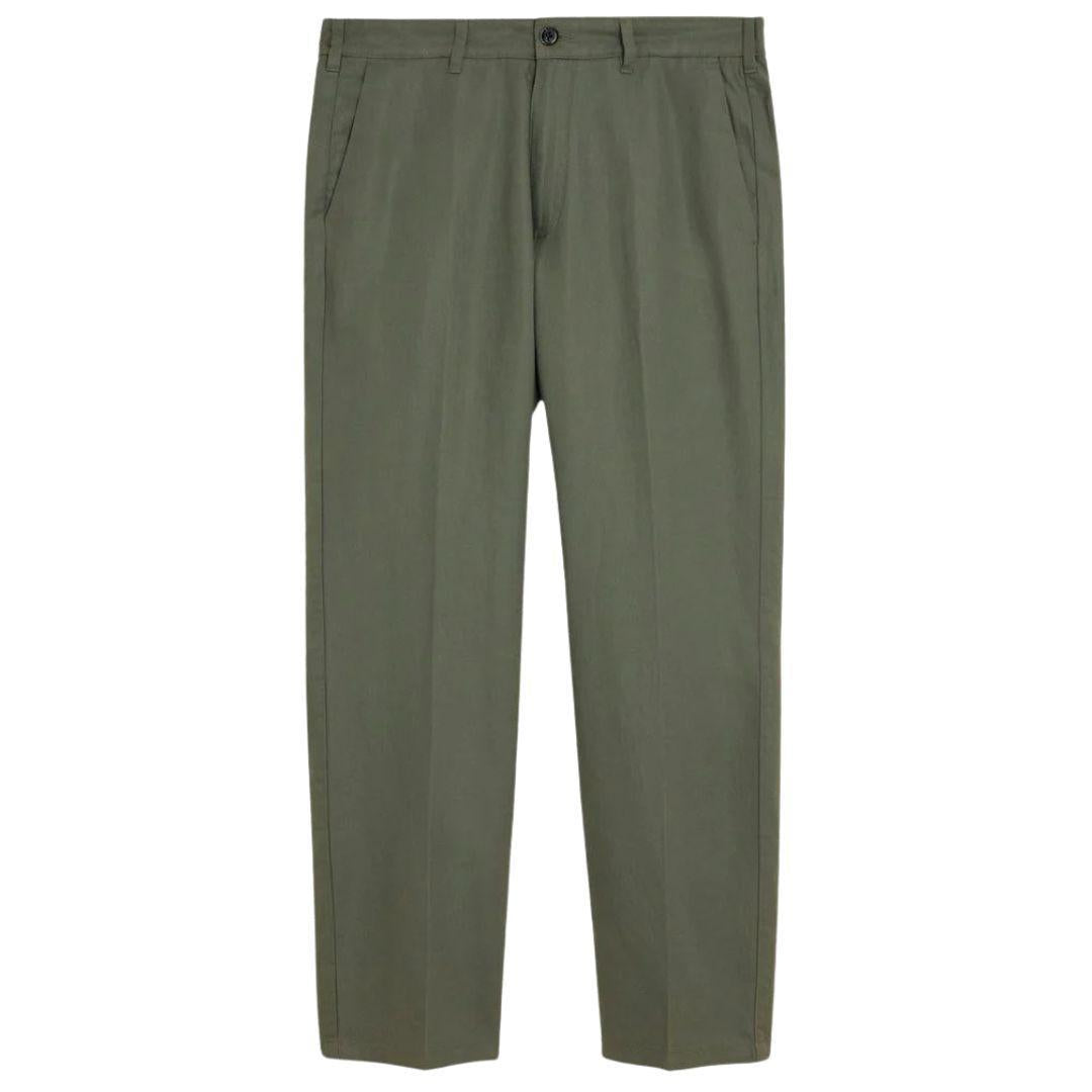 LINEN BLEND RELAXED PANTS OLIVE