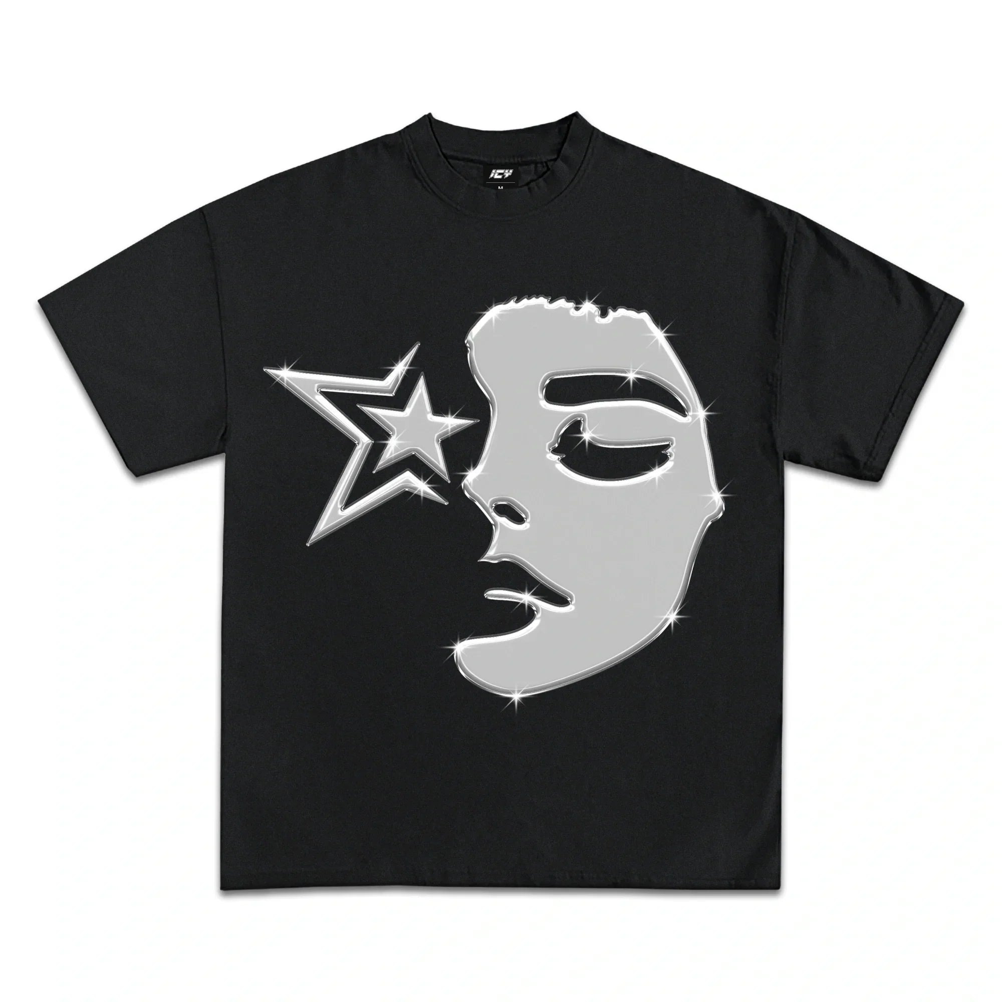 STARLIT FACE GRAPHIC T-SHIRT BLACK