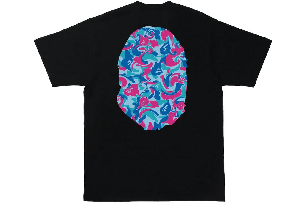 BAPE MARBLE CAMO BIG APE HEAD TEE BLACK