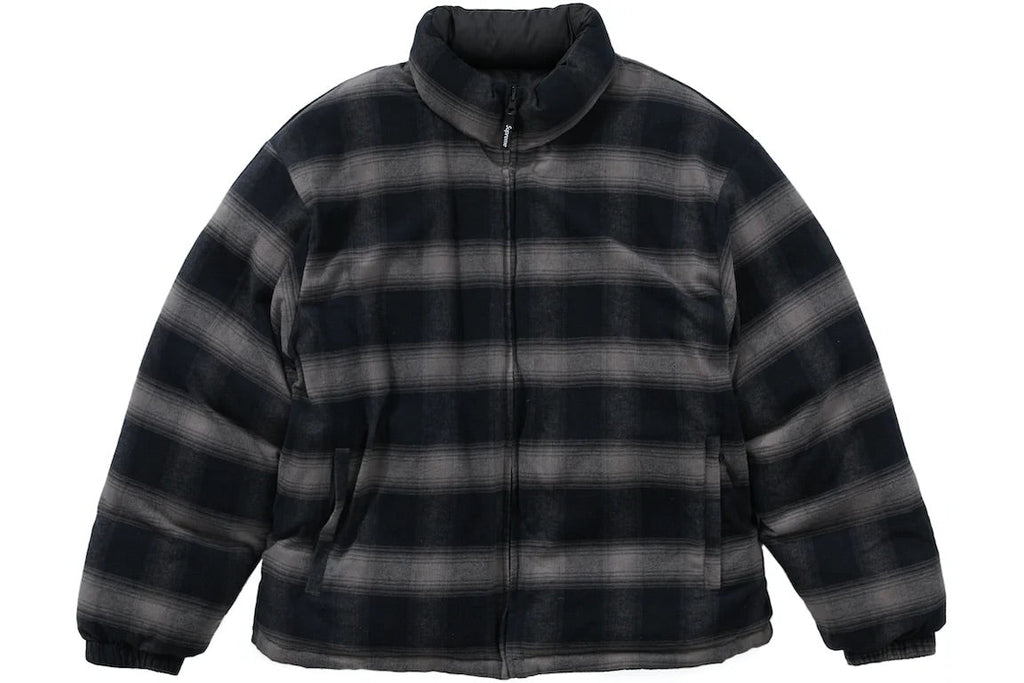 SUPREME FLANNEL REVERSIBLE PUFFER JACKET BLACK