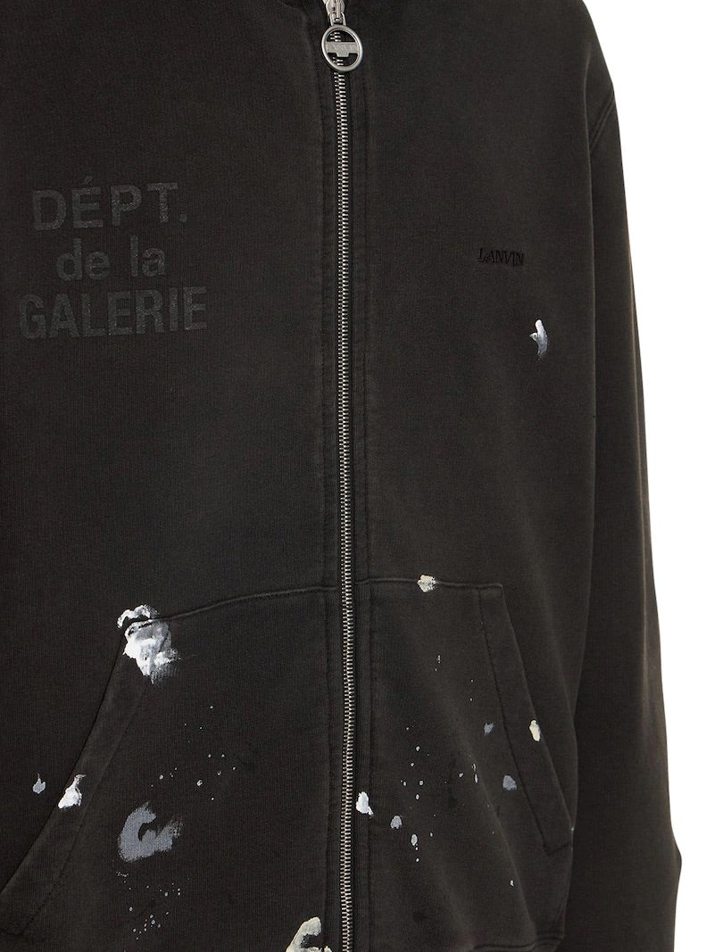 GALLERY DEPT X LANVIN ZIP UP HOODIE WASHED BLACK