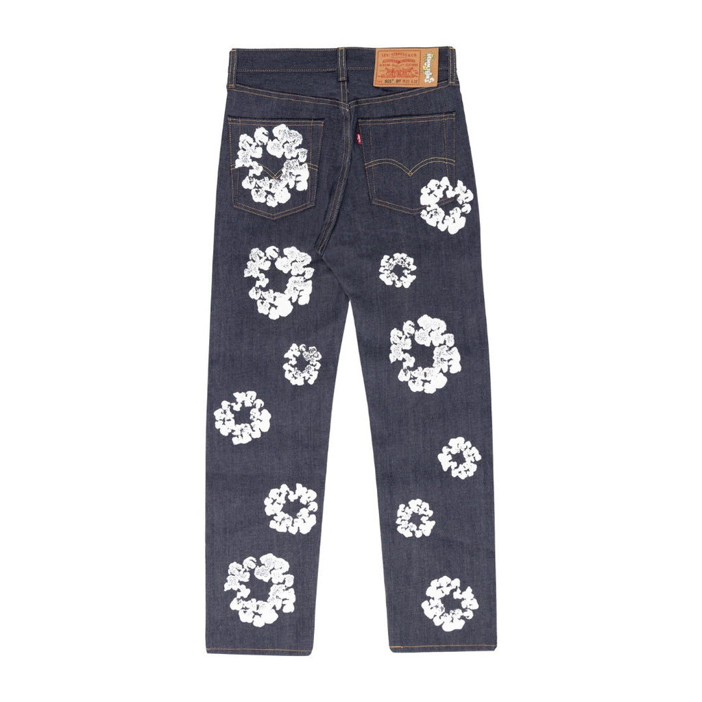 DENIM TEARS X LEVIS COTTON WREATH JEAN SELVEDGE BLUE