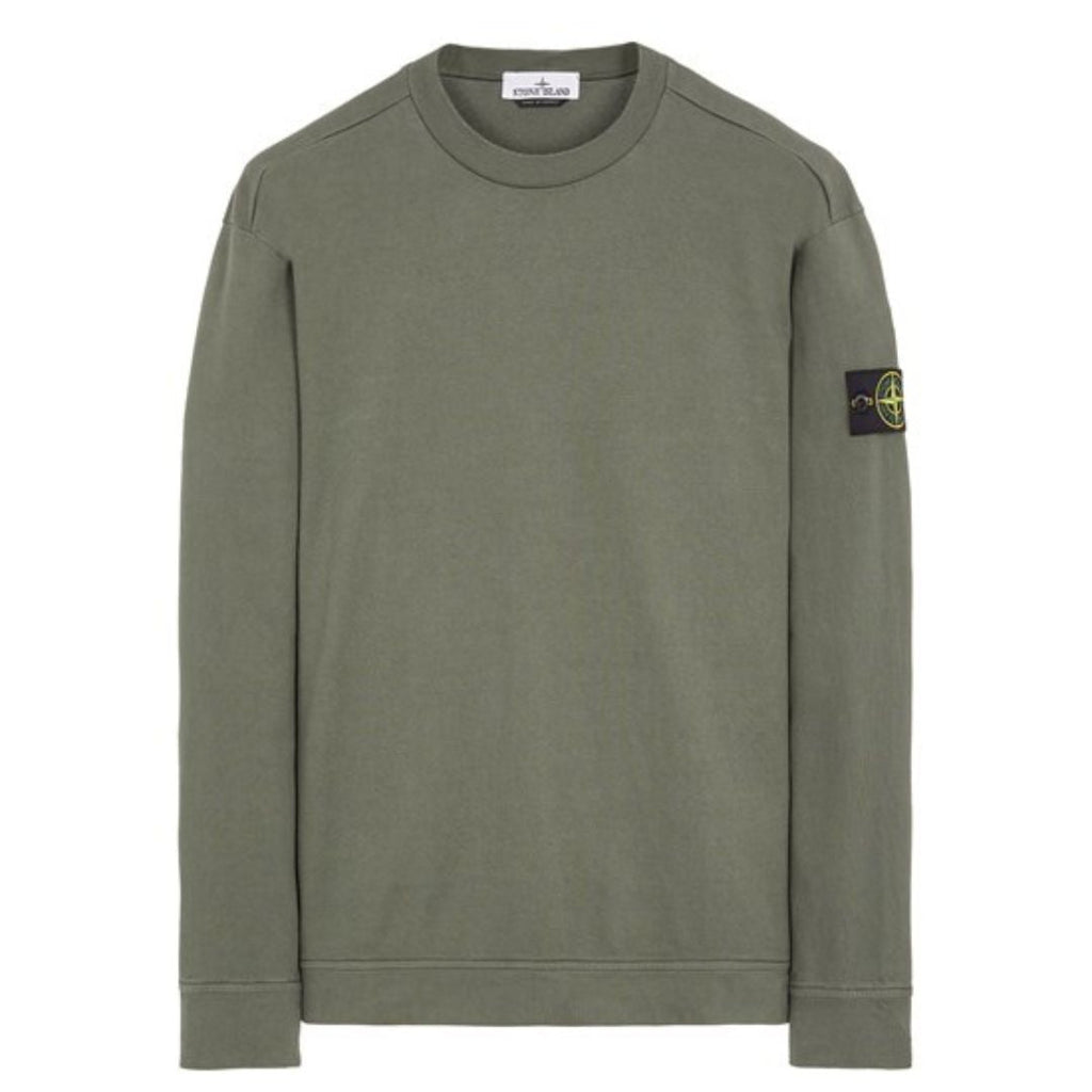 STONE ISLAND PATCH LOGO CREWNECK SWEATSHIRT OLIVE
