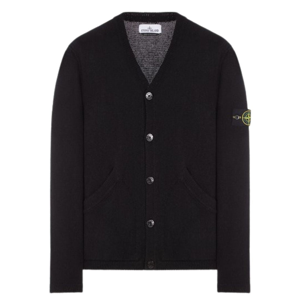STONE ISLAND KNIT CARDIGAN BLACK