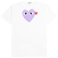 COMME DES GARÇONS PLAY PURPLE HEART RED EMBLEM T-SHIRT WHITE