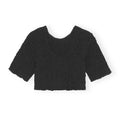 GANNI O NECK CROPPED SMOCK TOP BLACK