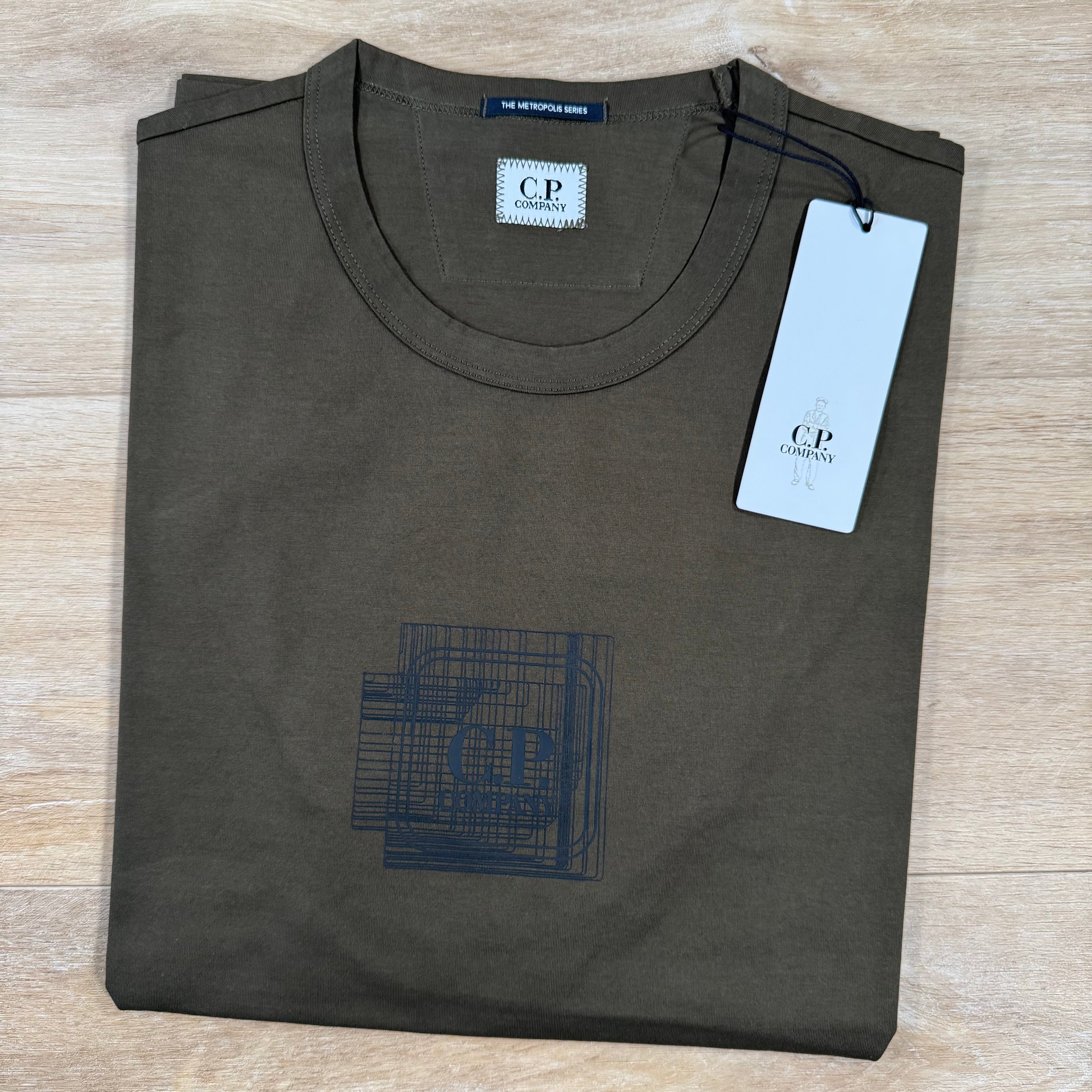 C.P. Company Metropolis Series Blurred Logo T-Shirt in Ivy Green